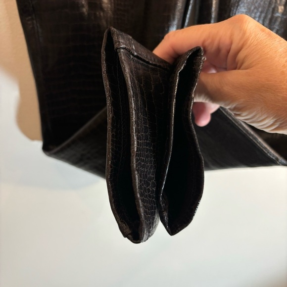 SPANX Sz M Crocodile Embossed Leggings Comfort Waist Ankle Length Dark Brown - Picture 9 of 11